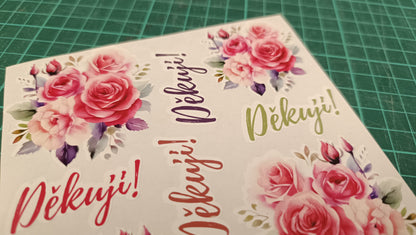 Papírová etiketa s růžemi 🌸